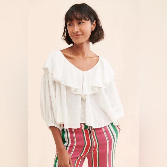 Free People Tops - NWT Free People Women’s Zuri Ruffled Blouse with Open Back